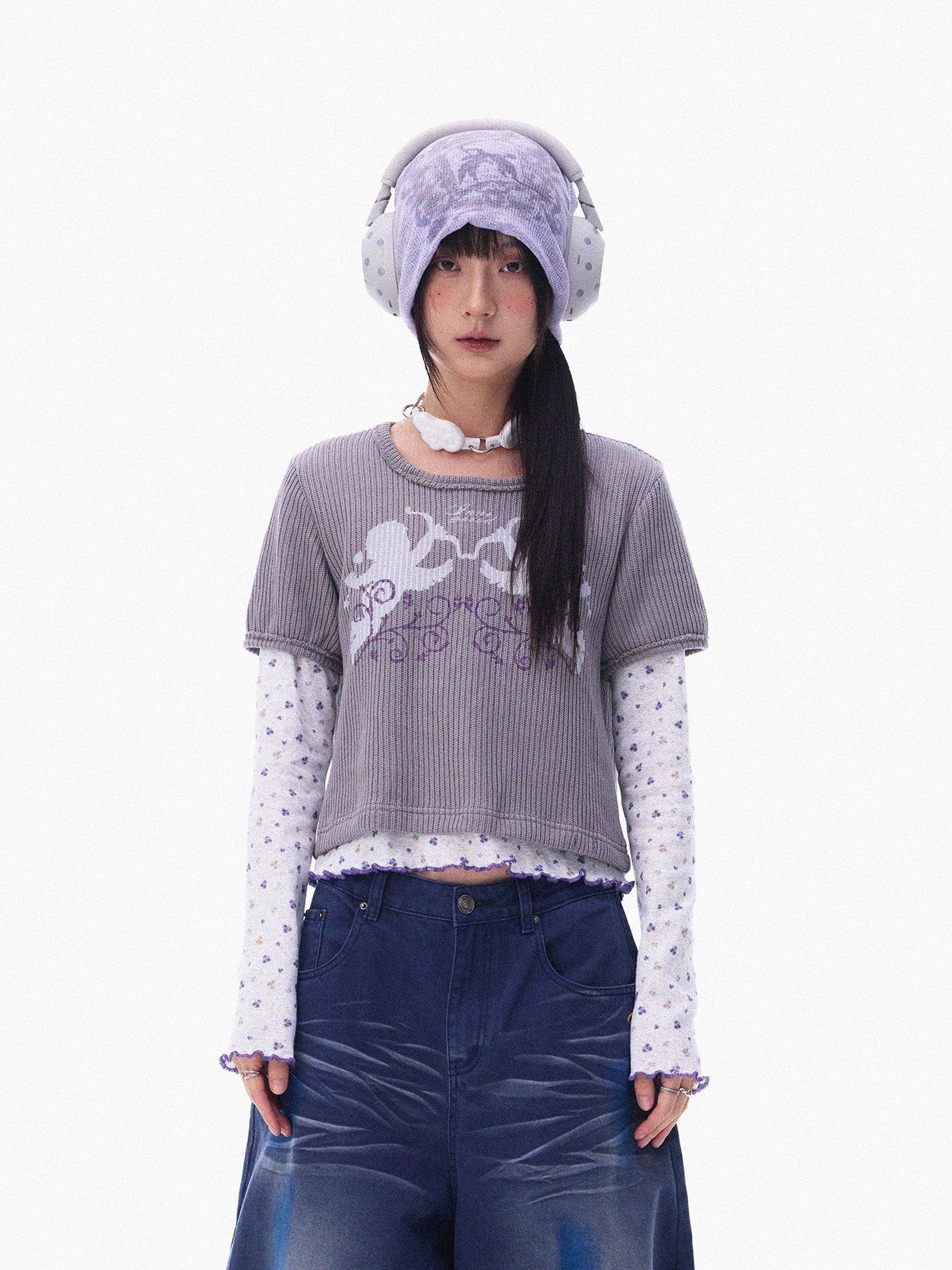 VINTAGE VINE TEXTURED SHORT SLEEVE TOP