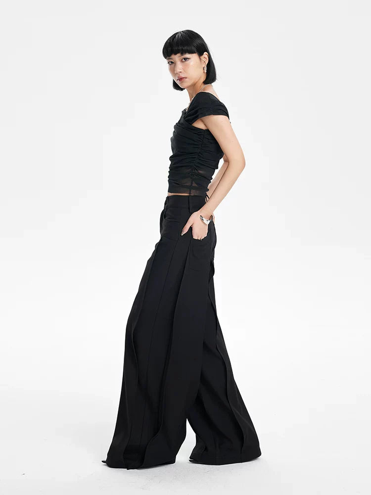 CHIC PATCHWORK WIDE-LEG PANTS