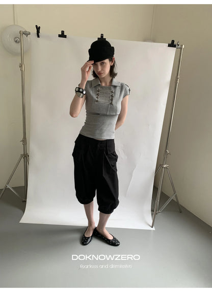 DOUBLE-BREASTED CROP TOP SET