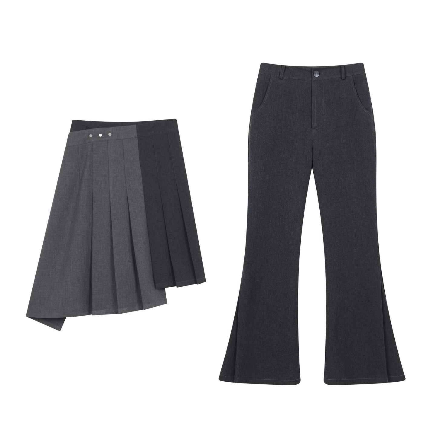 ASYMMETRIC PLEATED SKIRT SET