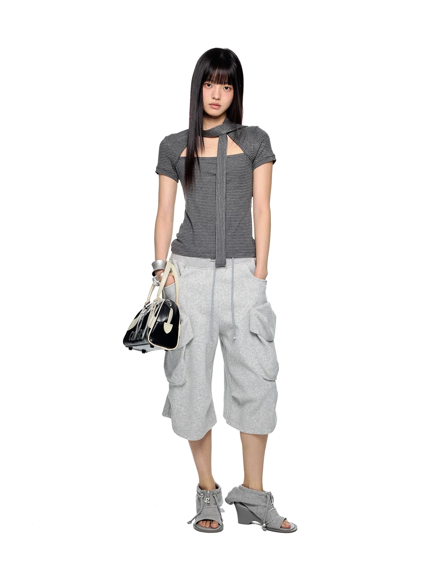 SLIM-FIT TIE-STRAP T-SHIRT