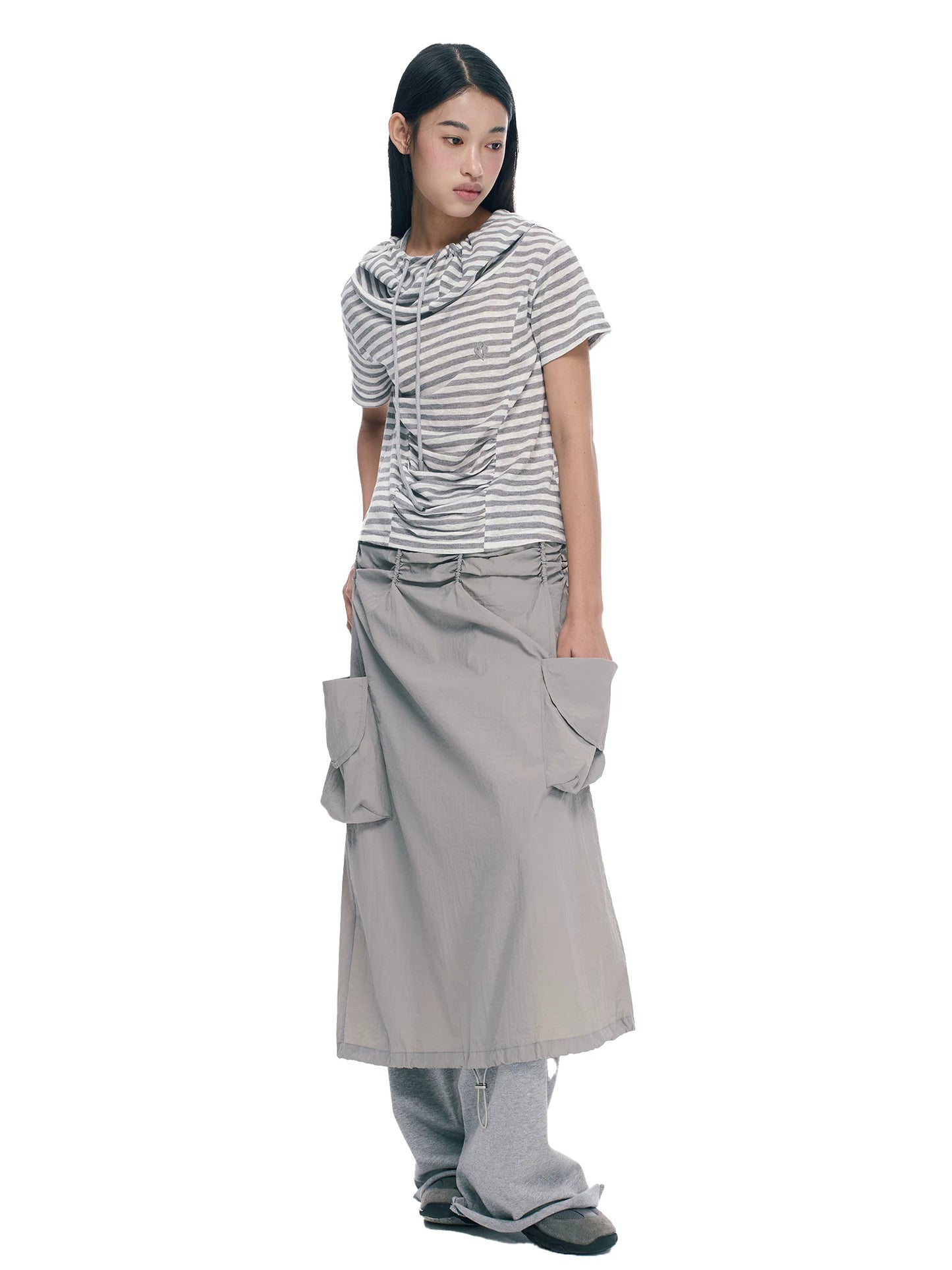 PLEATED A-LINE WORK SKIRT