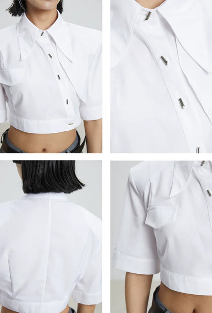 WHITE IRREGULAR CROP TOP