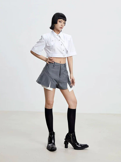 WHITE IRREGULAR CROP TOP