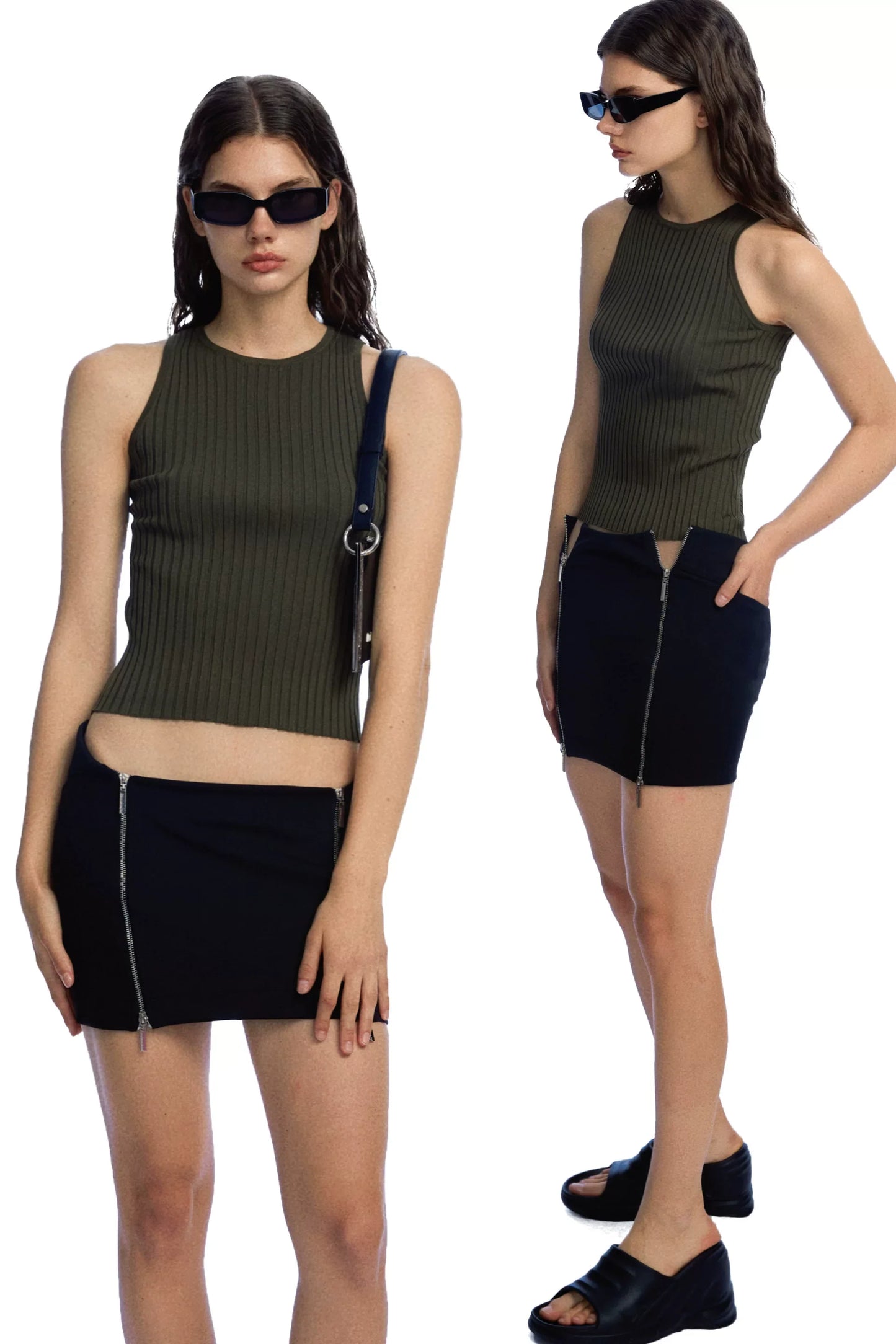 ARMY GREEN STRIPED TANK TOP