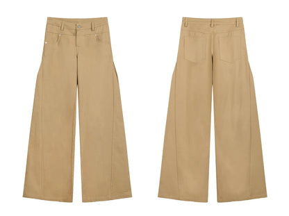 CASUAL WIDE-LEG TWILL PANTS