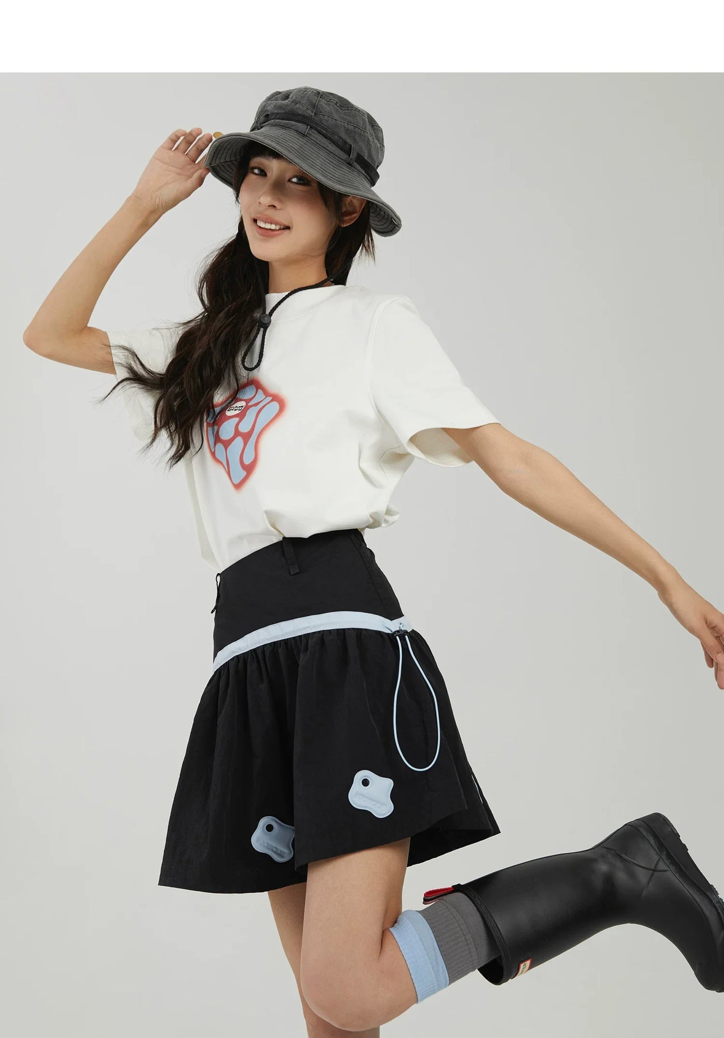 COLOR-BLOCK A-LINE MINI SKIRT