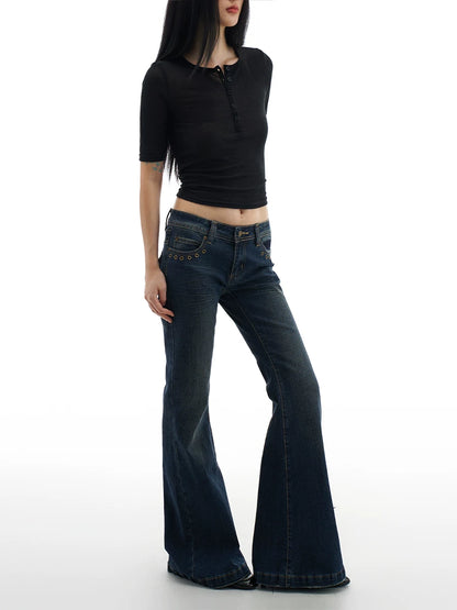 RIVET LOW-WAIST JEANS