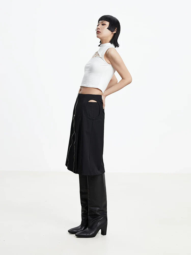 A-LINE SKIRT WITH CUTOUTS