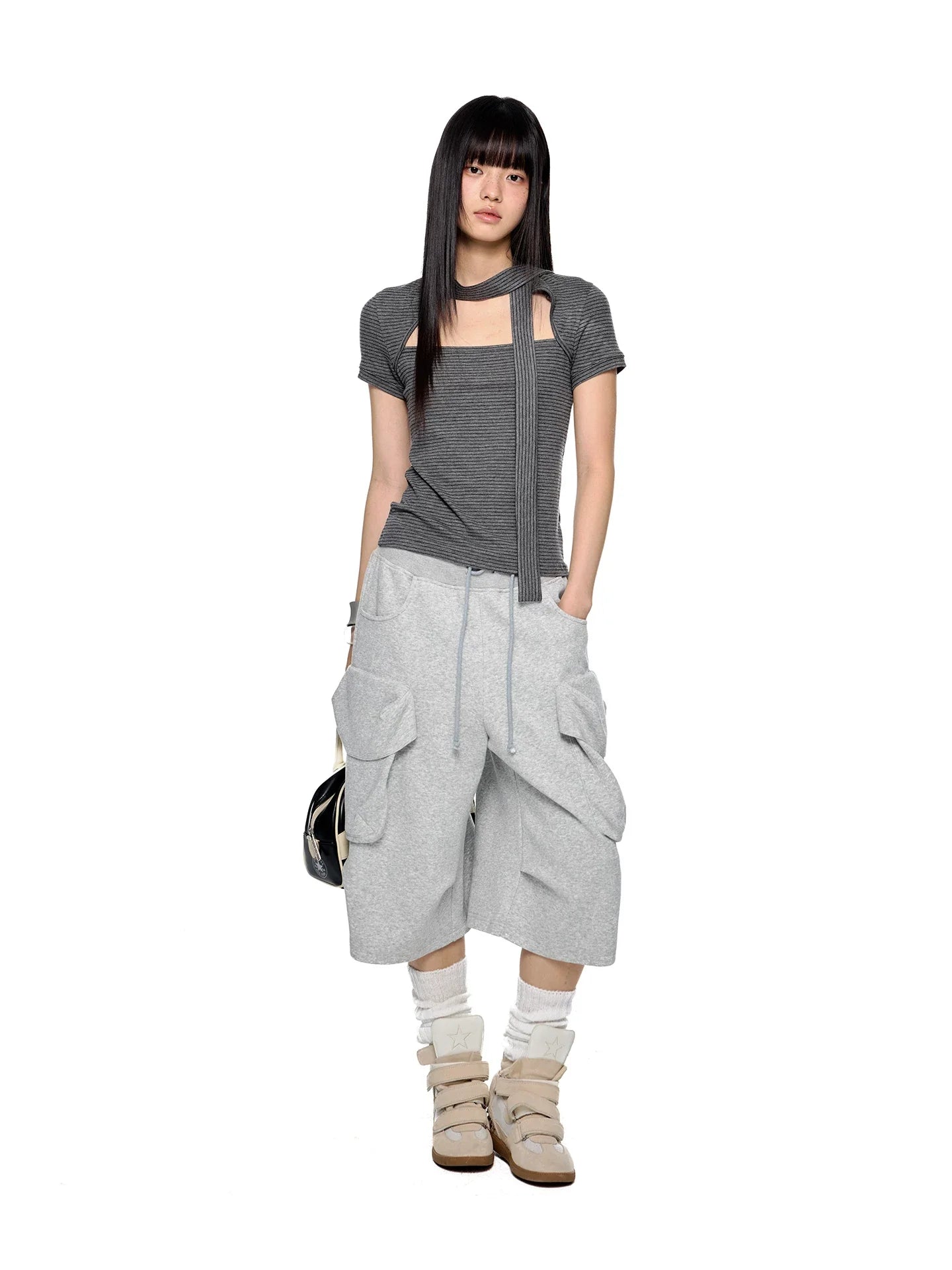 SLIM-FIT TIE-STRAP T-SHIRT