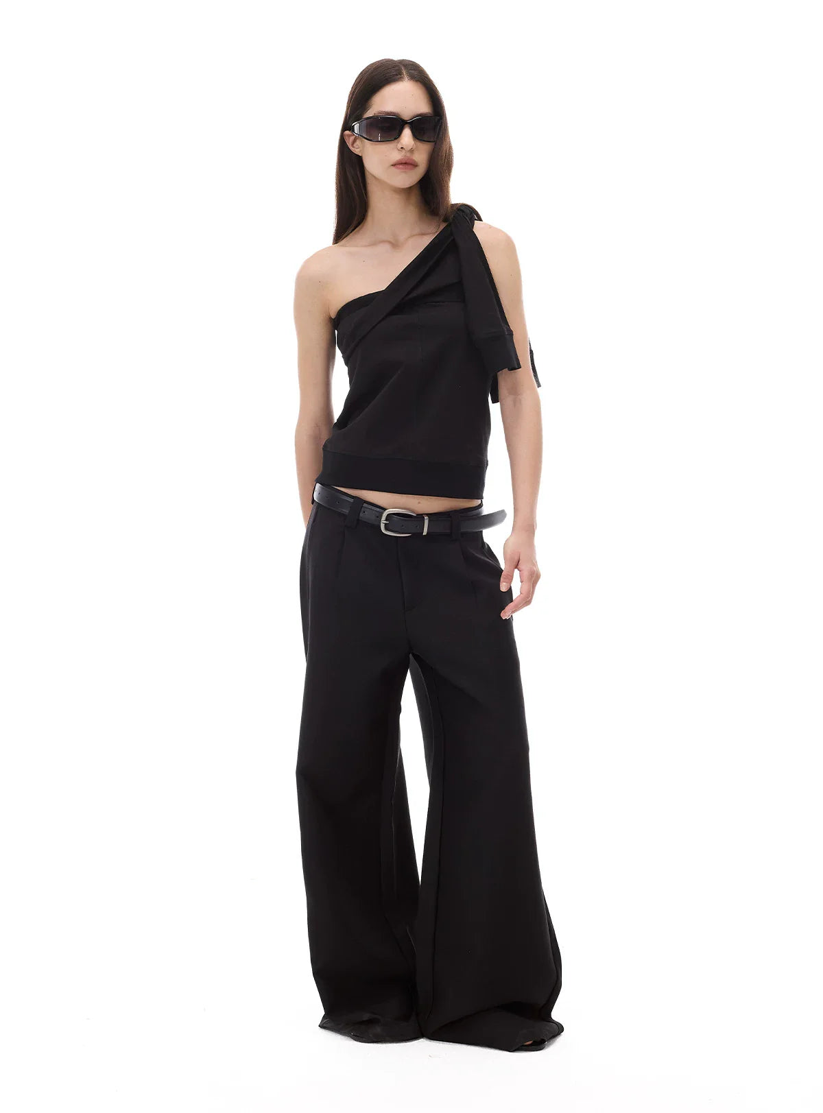 CASUAL WIDE-LEG TAPERED PANTS