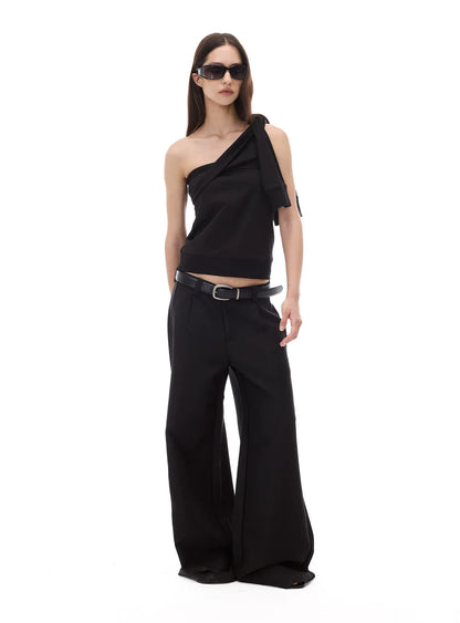 CASUAL WIDE-LEG TAPERED PANTS