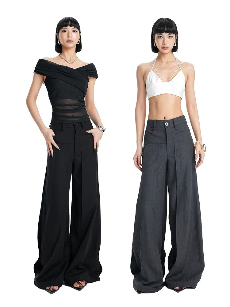 CHIC PATCHWORK WIDE-LEG PANTS