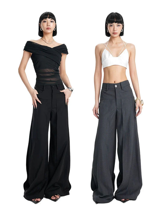 CHIC PATCHWORK WIDE-LEG PANTS