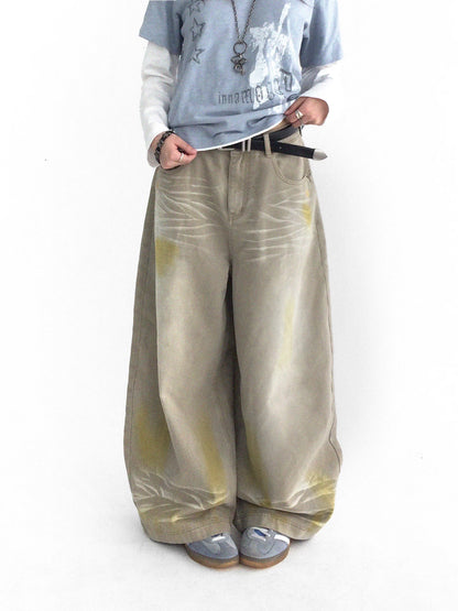 ARTISTIC GRAFFITI WIDE-LEG JEANS