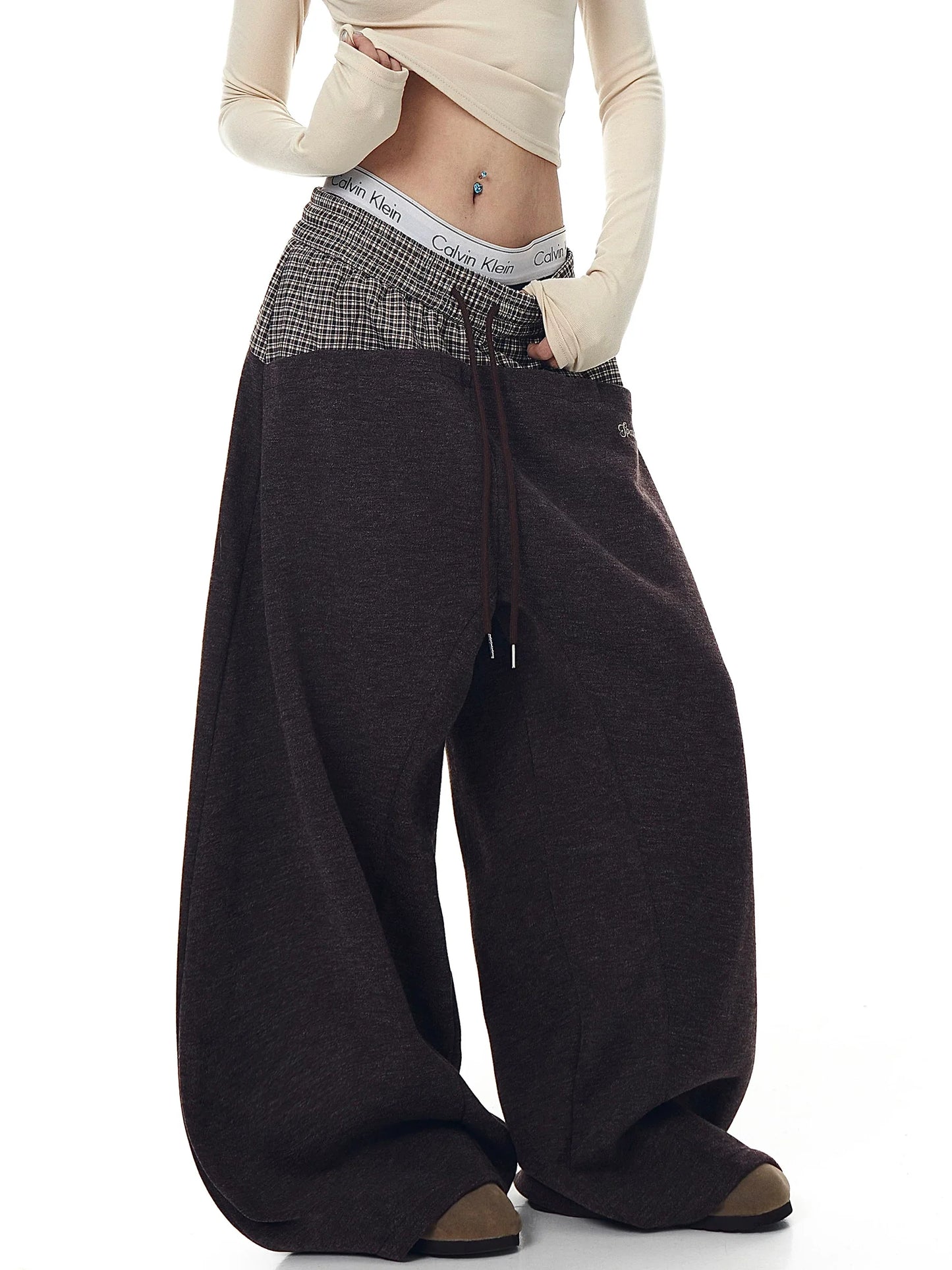 LAYERED WAIST WIDE PANTS