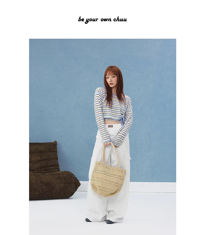 LACE-PANEL WIDE-LEG PANTS