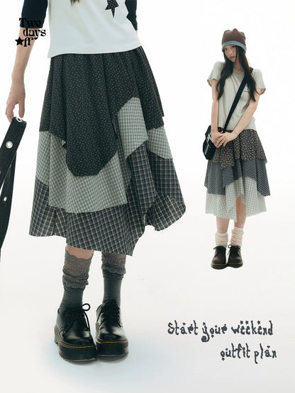 VINTAGE CHECKERED MIDI SKIRT