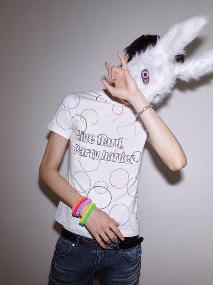 VIBRANT PARTY SLOGAN T-SHIRT