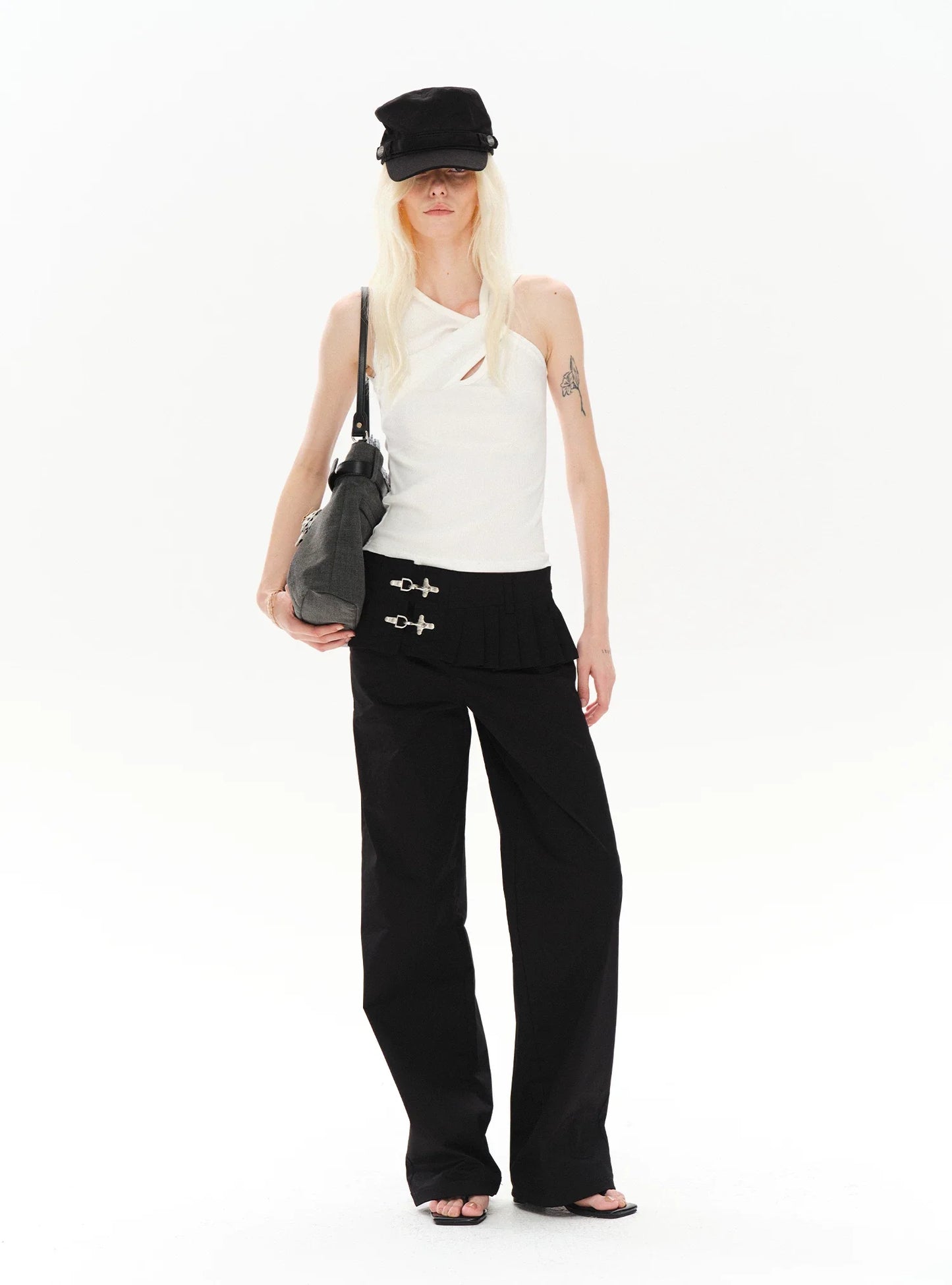 LOW-WAIST STYLISH PANTS WITH BUCKLE