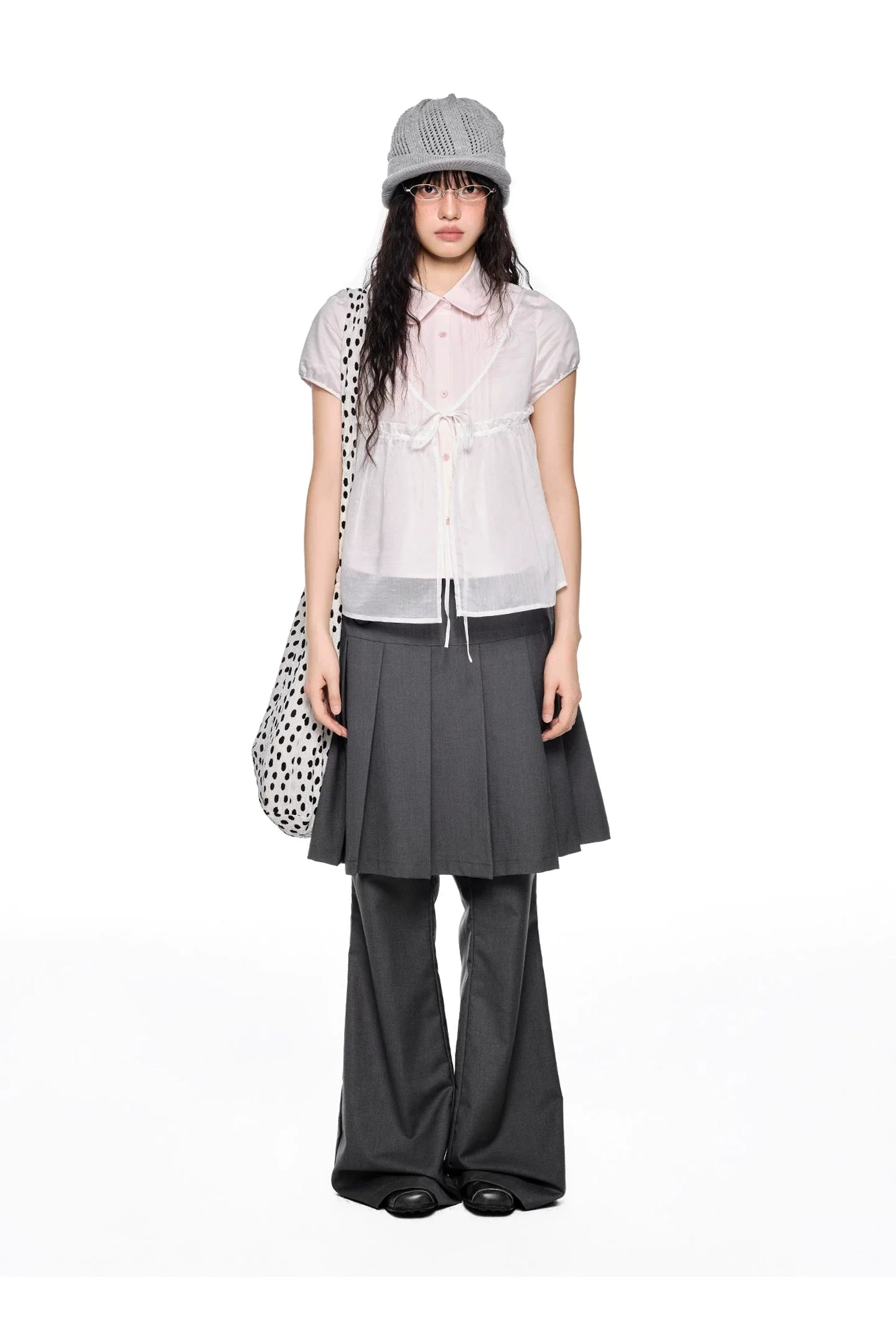 PLEATED FLARE TROUSERS