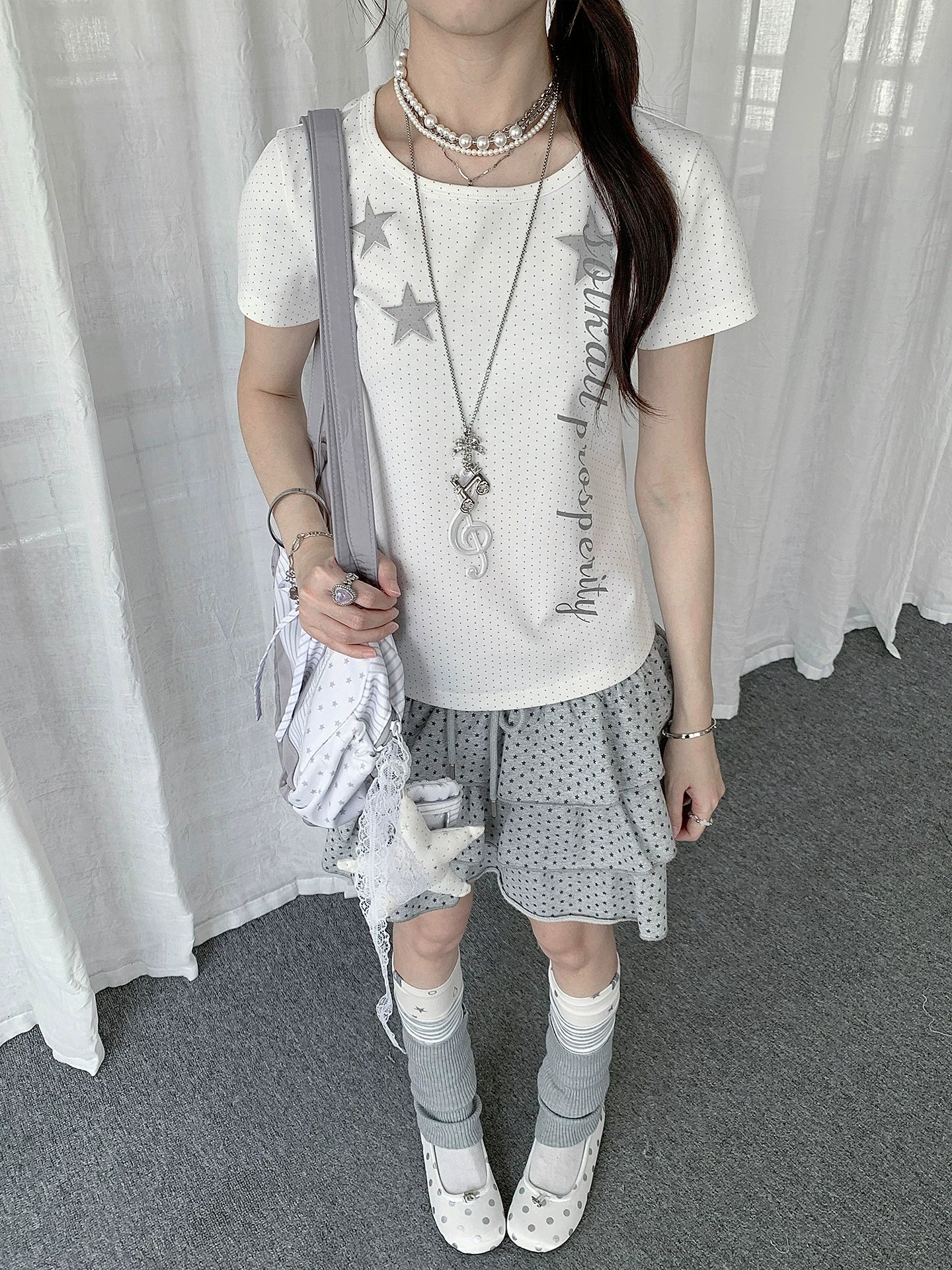 POLKA DOT STAR PRINTED T-SHIRT