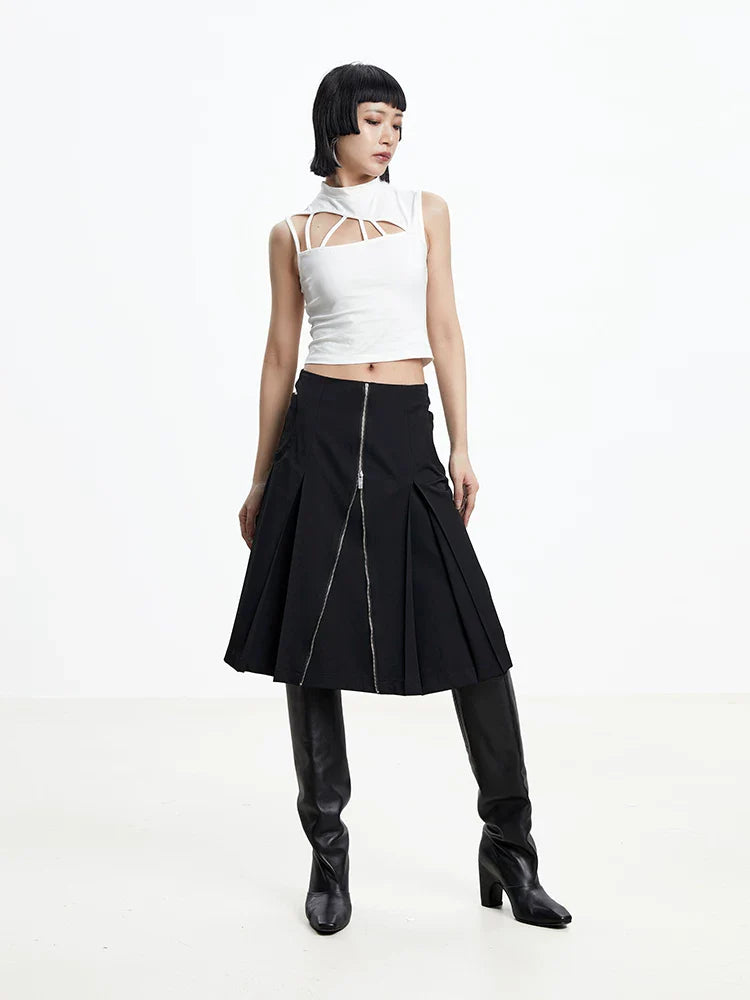 A-LINE SKIRT WITH CUTOUTS