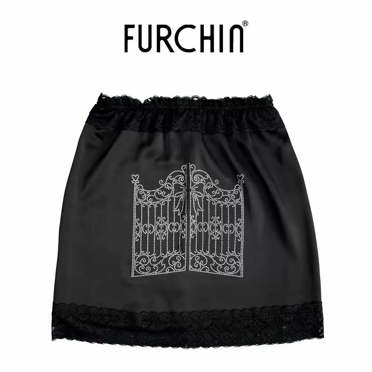 LACE PRINT SATIN HALTER SKIRT