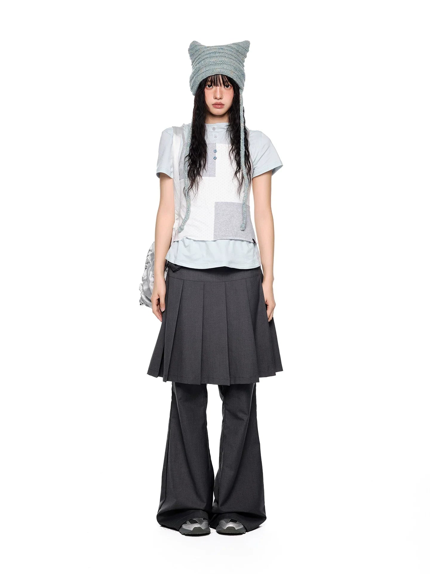 PLEATED FLARE TROUSERS