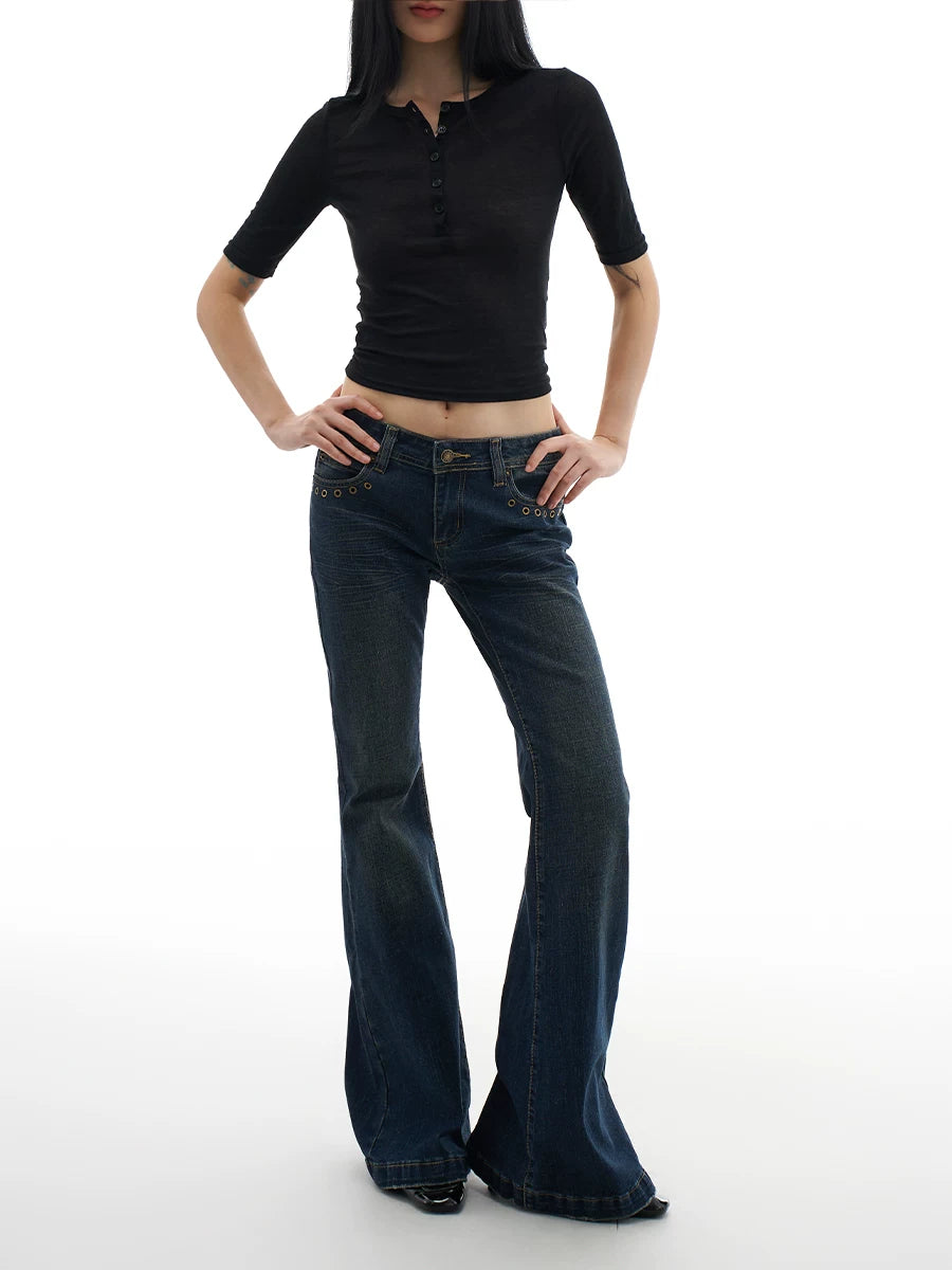 RIVET LOW-WAIST JEANS