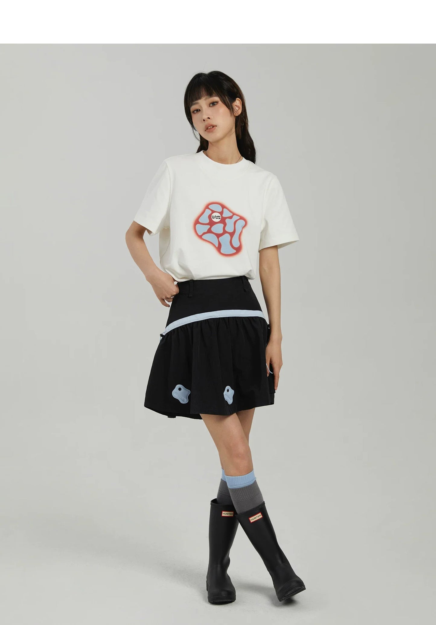 COLOR-BLOCK A-LINE MINI SKIRT