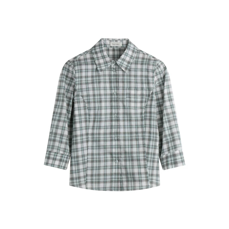 LAPEL PLAID COTTON SHIRT