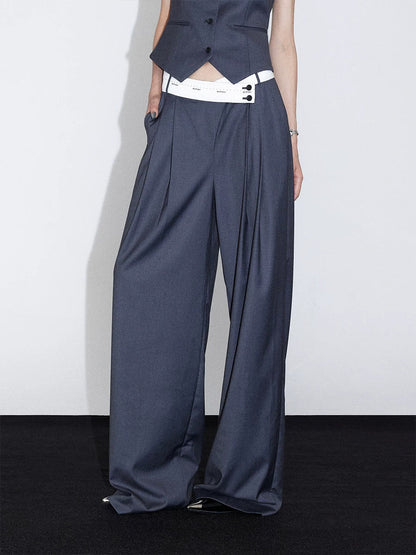 FLOWY PLEATED WIDE-LEG PANTS