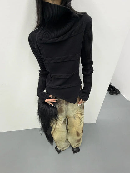 ASYMMETRY HIGH NECK SWEATER