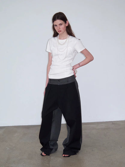 DECONSTRUCTED STRIPED CASUAL PANTS