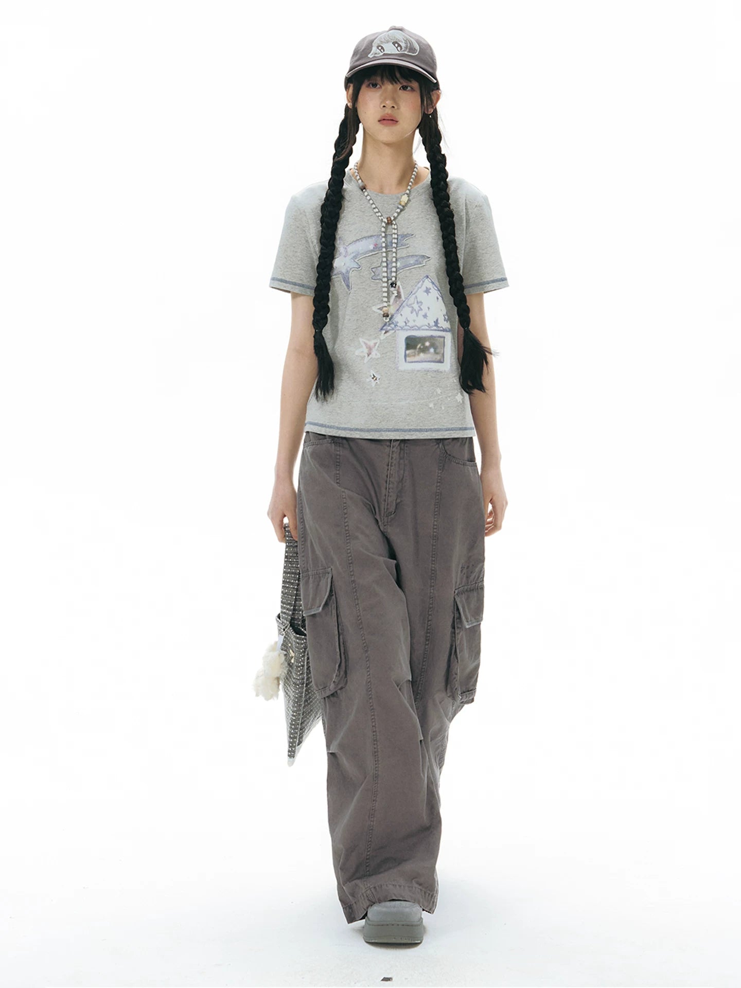 RETRO EMBROIDERED WIDE-LEG PANTS