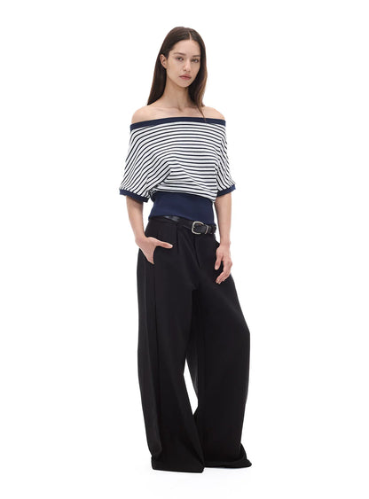CASUAL WIDE-LEG TAPERED PANTS