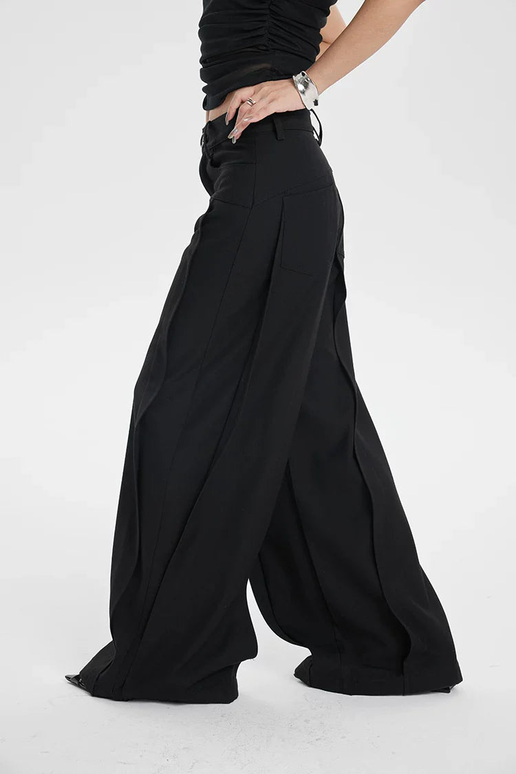 CHIC PATCHWORK WIDE-LEG PANTS