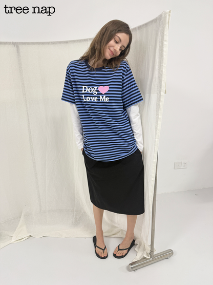 PLAYFUL STRIPED CAT & DOG TEE
