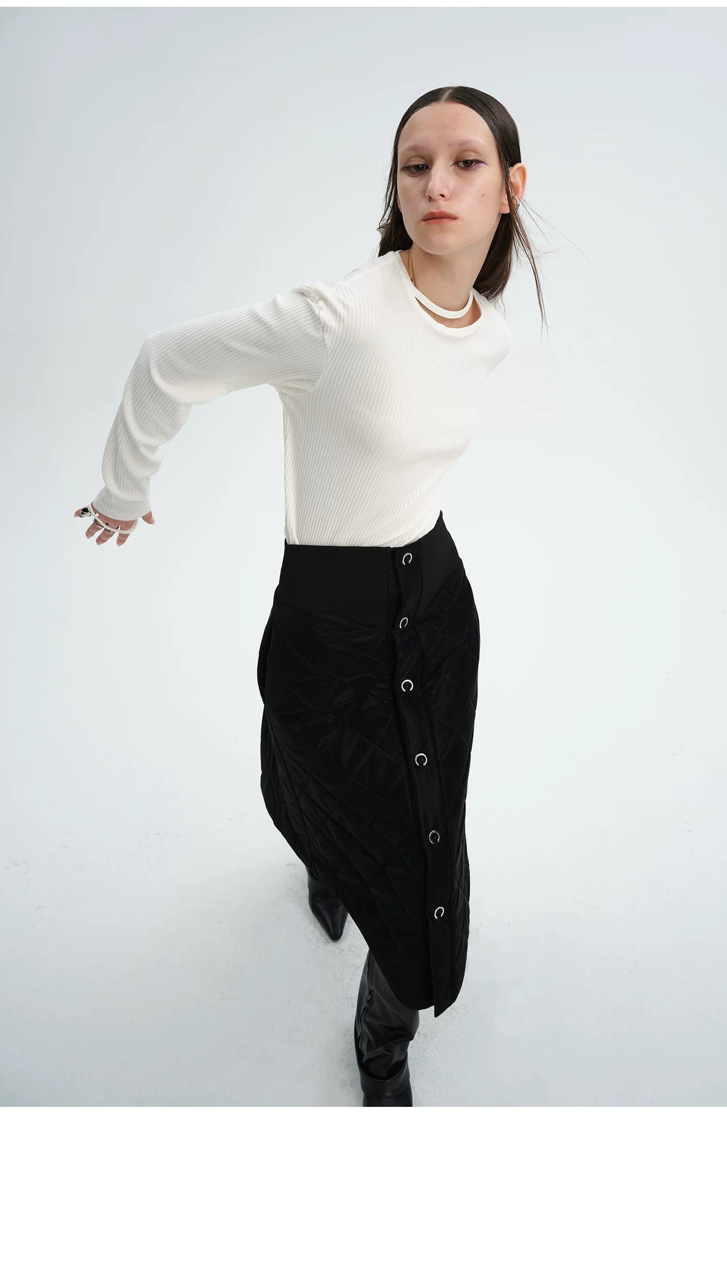 WINTER 3D QUILTED COTTON SKIRT