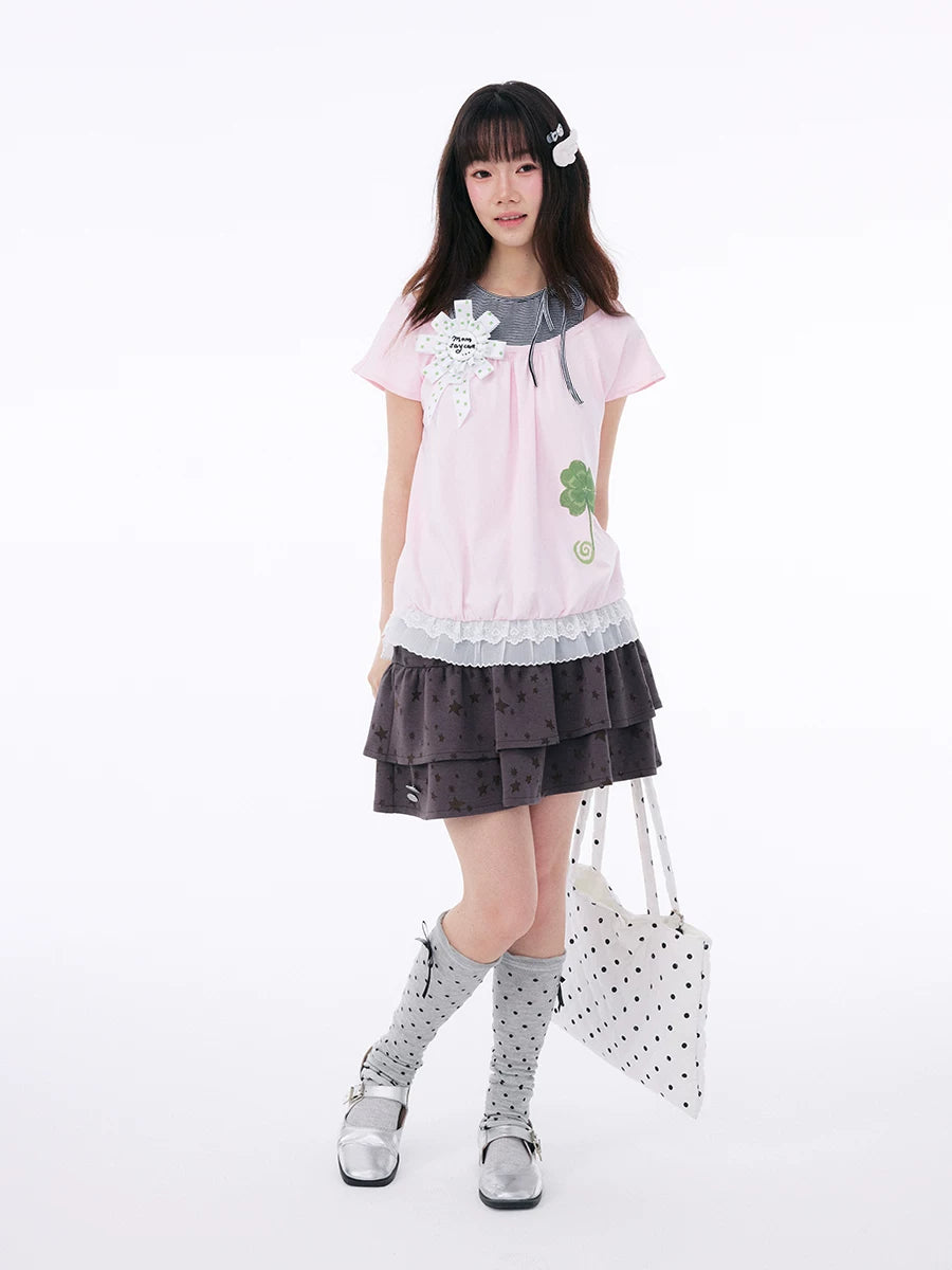 CUTE BUTTONED STRETCH SKIRT