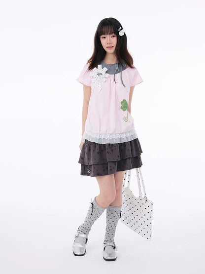 CUTE BUTTONED STRETCH SKIRT