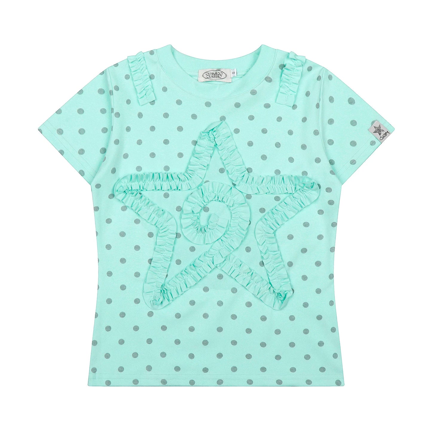 ORANGE POLKA DOT RUFFLE T-SHIRT