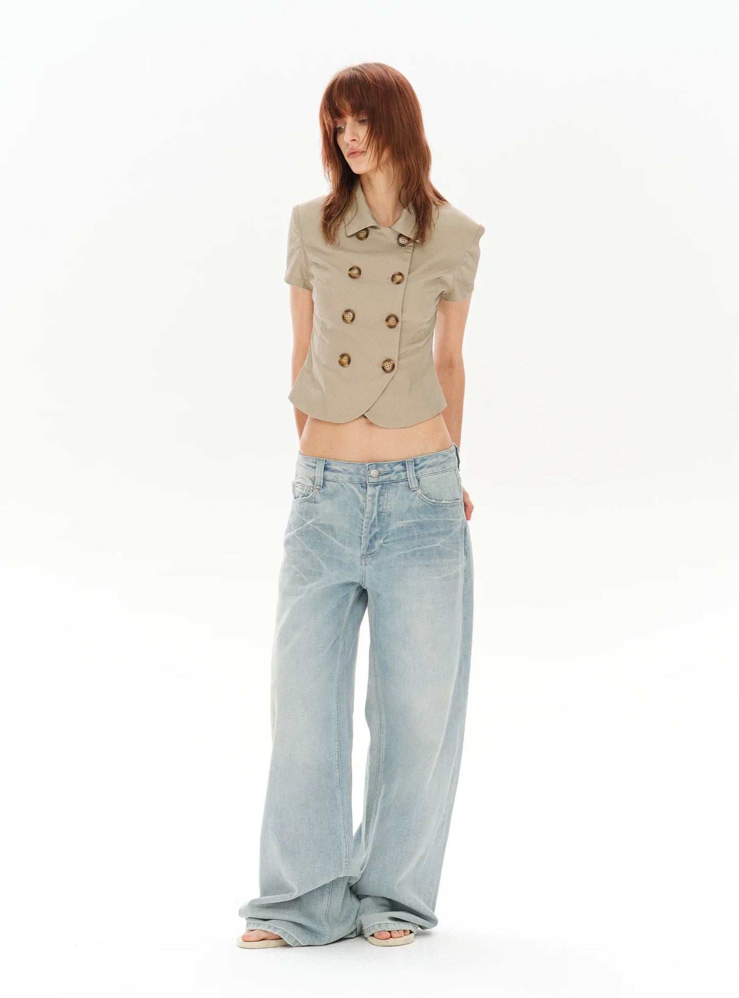 CROPPED DOUBLE-BREASTED BLAZER