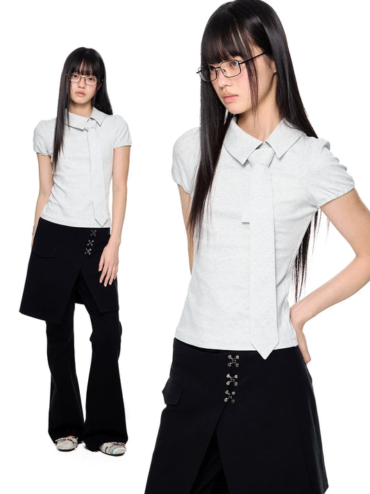 V-NECK PUFF-SLEEVE TOP