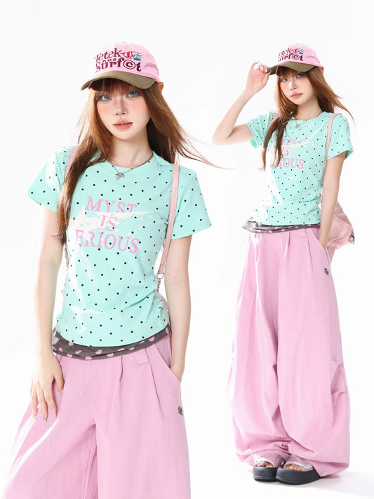 MINT GREEN POLKA DOT TEE