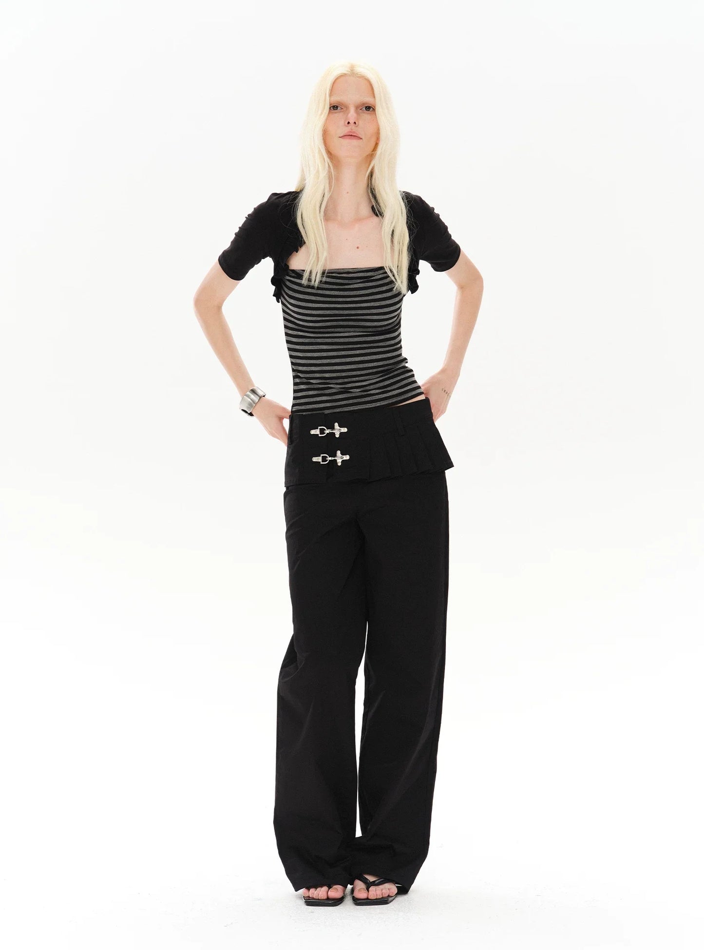 LOW-WAIST STYLISH PANTS WITH BUCKLE