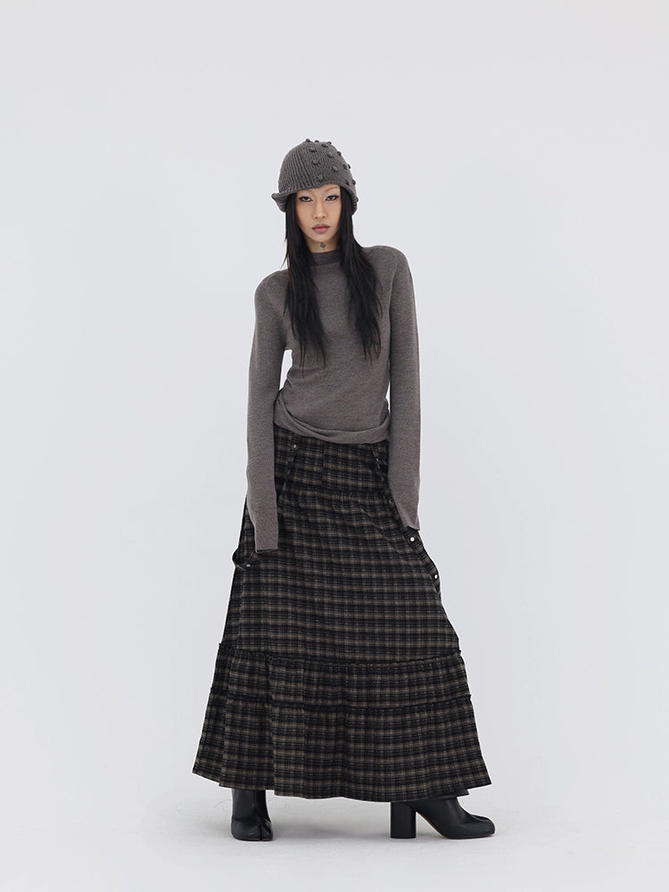 TIERED CHECK SKIRT
