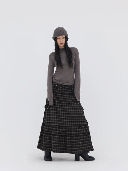 TIERED CHECK SKIRT