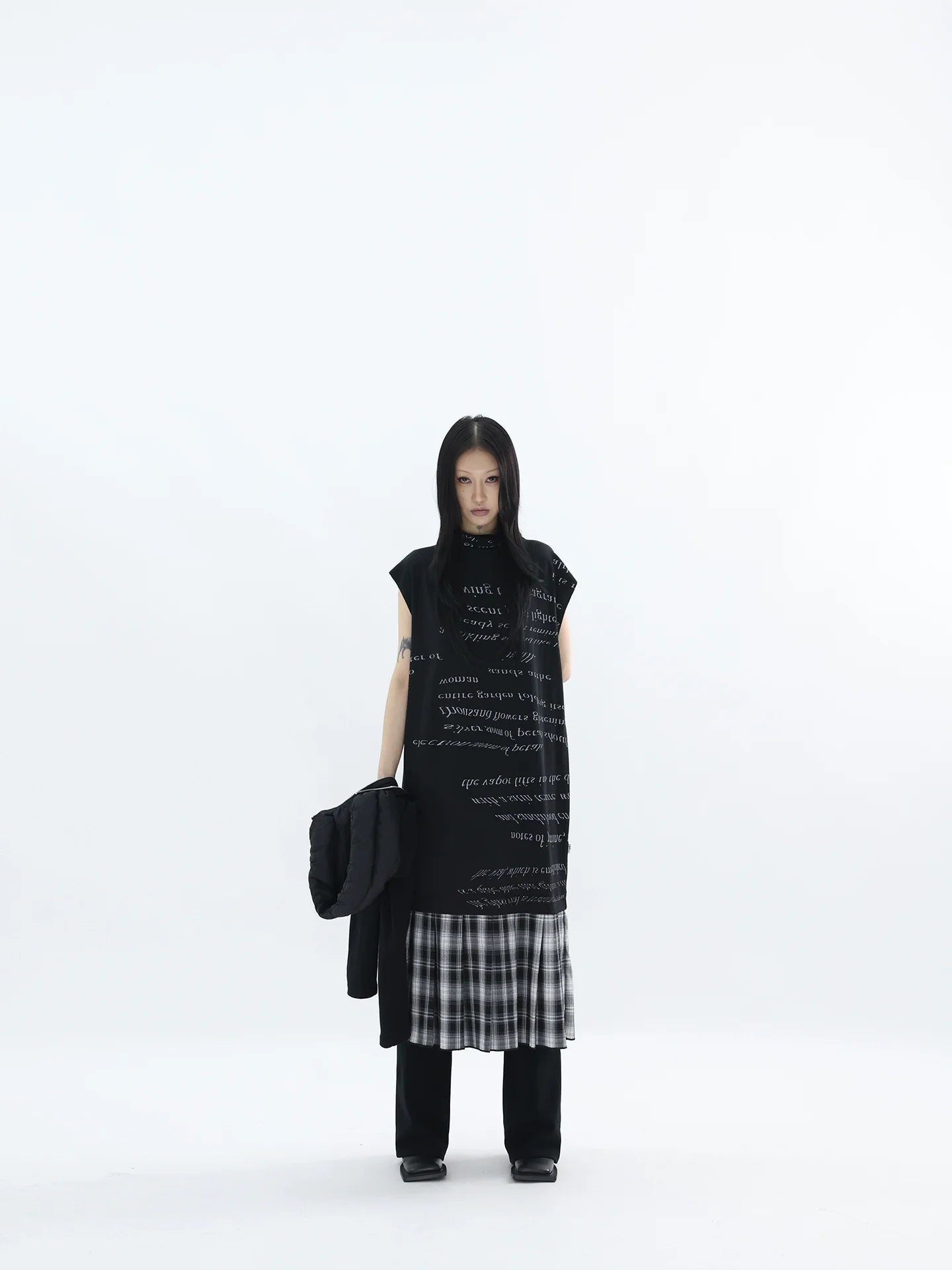 PLAID TURTLENECK TANK DRESS